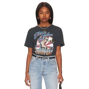 DAYDREAMER Elton John Rocket Man Concert Graphic Tee Black Cotton Women's Size M